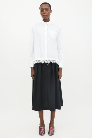 Sacai Lace & Drawcord Hem Shirt