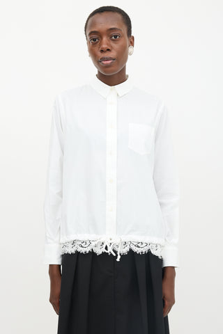 Sacai Lace & Drawcord Hem Shirt