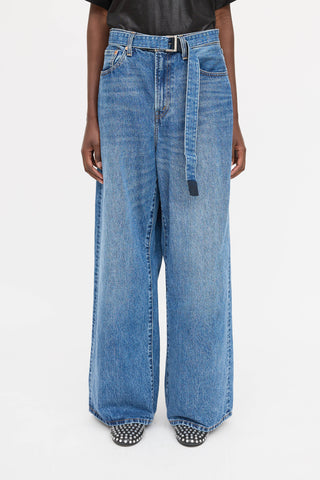 Sacai X Levi's Wide Leg Belted Jeans