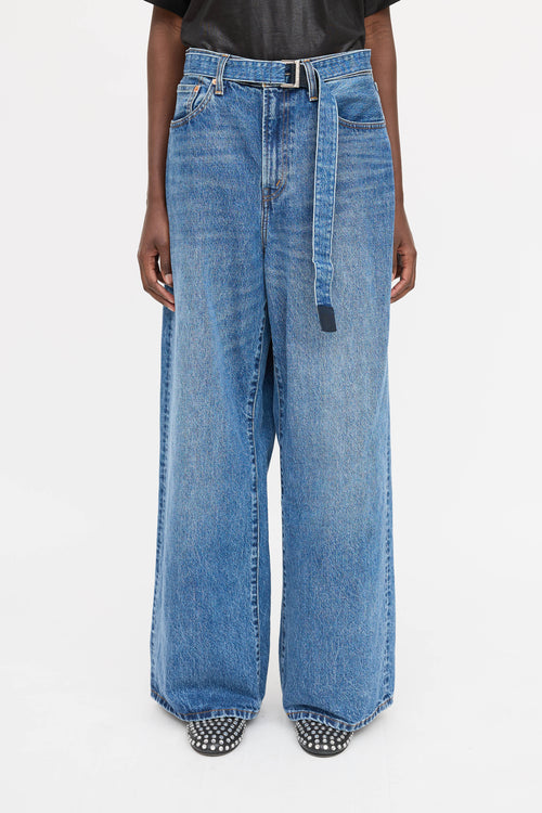 Sacai X Levi's Wide Leg Belted Jeans