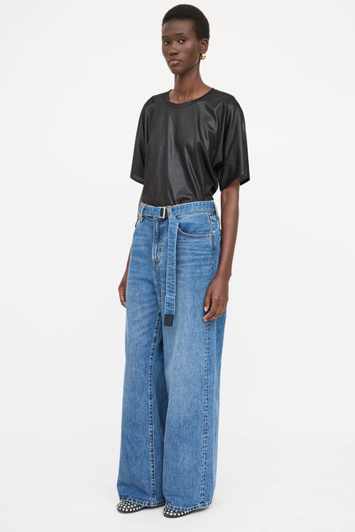 Sacai X Levi's Wide Leg Belted Jeans