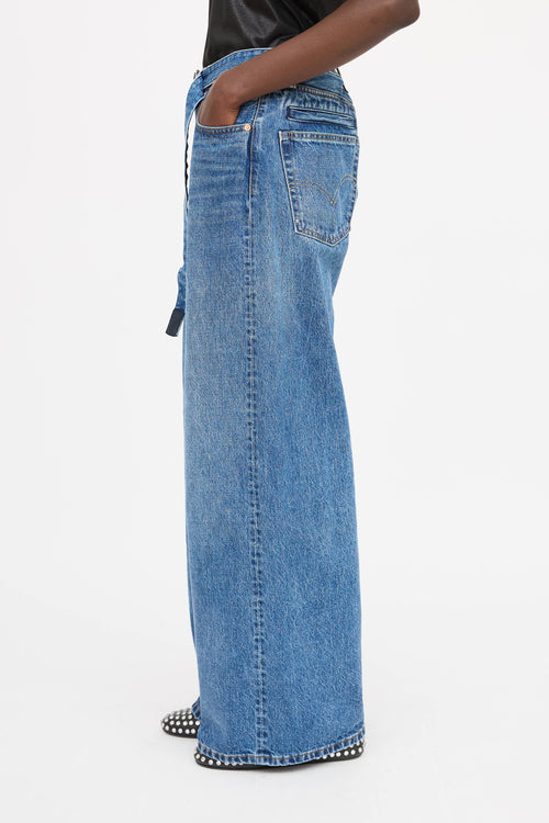 Sacai X Levi's Wide Leg Belted Jeans