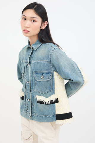 Sacai Light Wash Denim & Cream Tweed Jacket