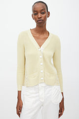 Sacai Luck Yellow & White Cotton Floral Eyelet Cardigan