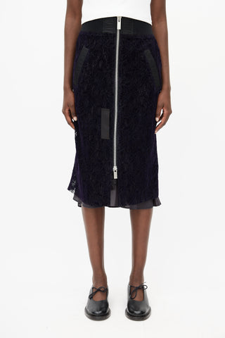 Sacai Navy & Black Lace Skirt