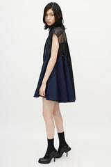 Sacai Navy & Black Ruffled Mesh Dress