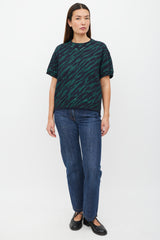 Sacai Navy & Green Striped Sweatshirt