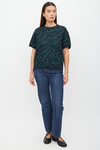 Sacai Navy & Green Striped Sweatshirt