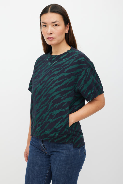 Sacai Navy & Green Striped Sweatshirt