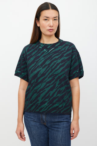 Sacai Navy & Green Striped Sweatshirt