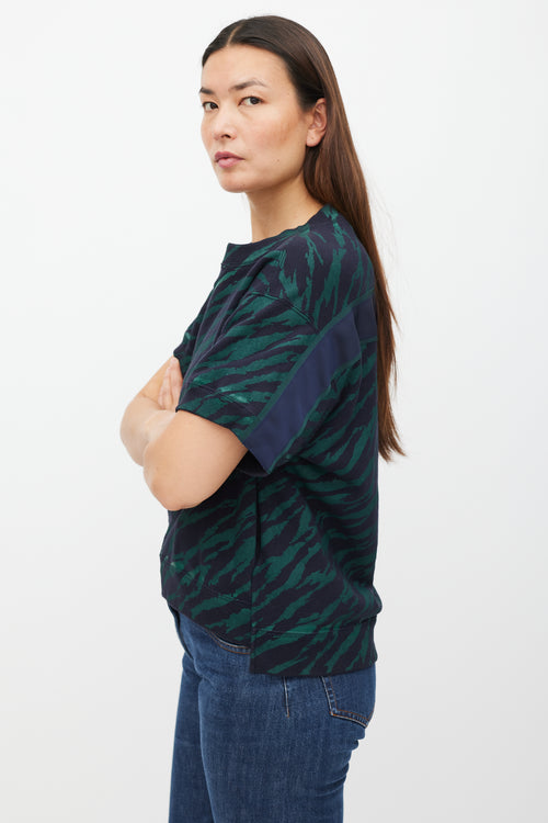Sacai Navy & Green Striped Sweatshirt
