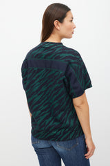 Sacai Navy & Green Striped Sweatshirt
