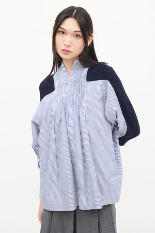 Sacai Navy Knit & White Striped Back Top