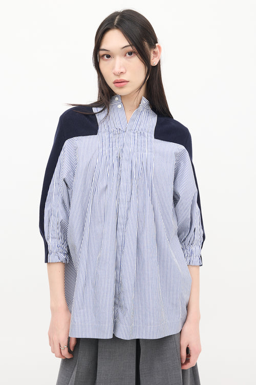 Sacai Navy Knit & White Striped Back Top