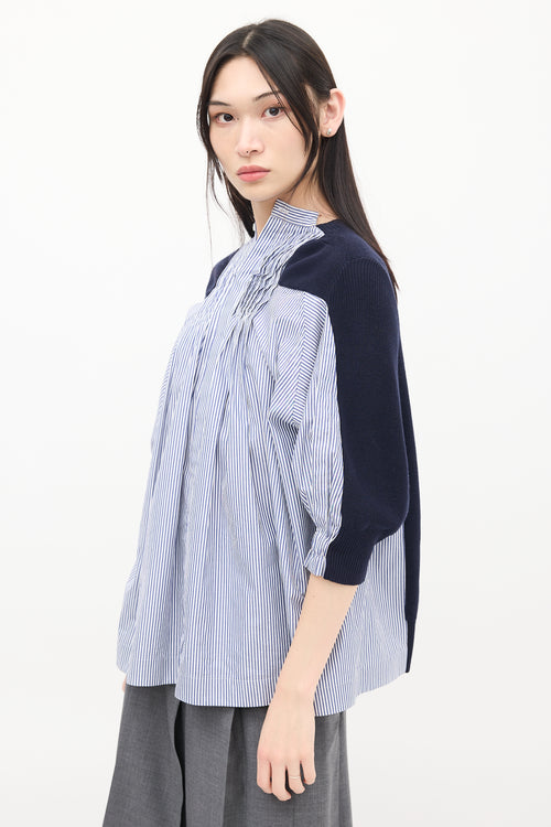 Sacai Navy Knit & White Striped Back Top