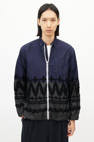 Sacai Navy & Multicolour Braided Cinch Jacket
