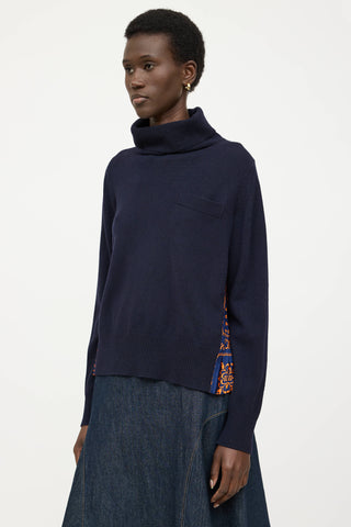 Sacai Wool Floral Pleated Knit Sweater