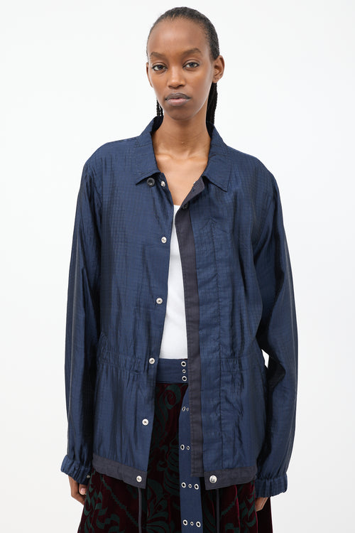 Sacai Navy Silk & Nylon Drawstring Anorak Jacket