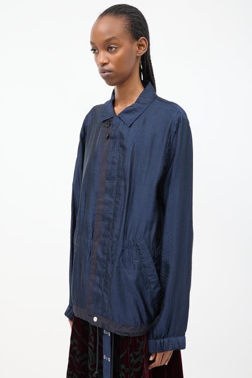 Sacai Navy Silk & Nylon Drawstring Anorak Jacket