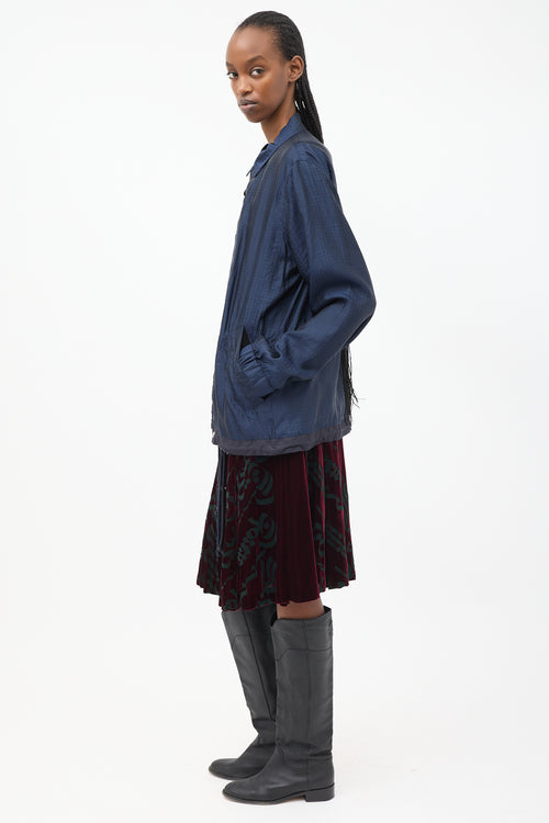 Sacai Navy Silk & Nylon Drawstring Anorak Jacket