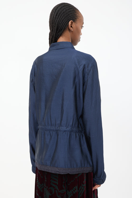 Sacai Navy Silk & Nylon Drawstring Anorak Jacket