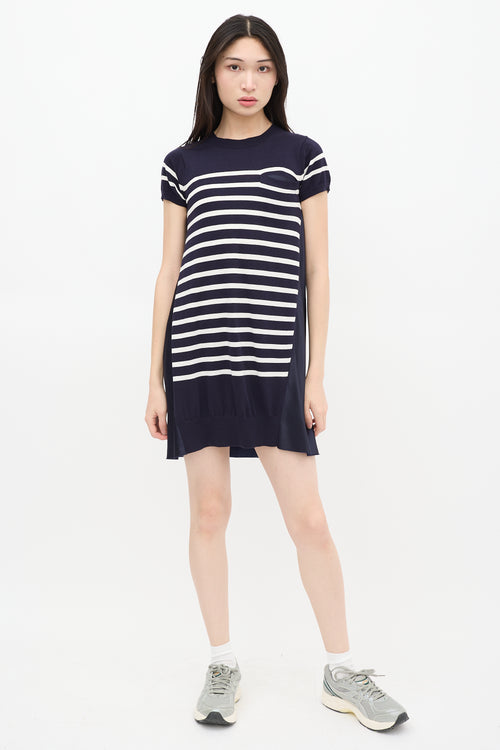 Sacai Luck Navy & White Striped Dress