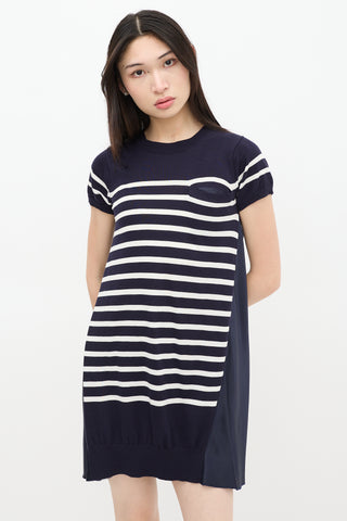 Sacai Luck Navy & White Striped Dress