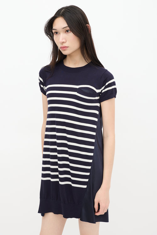 Sacai Luck Navy & White Striped Dress