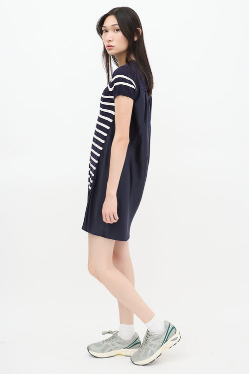 Sacai Luck Navy & White Striped Dress