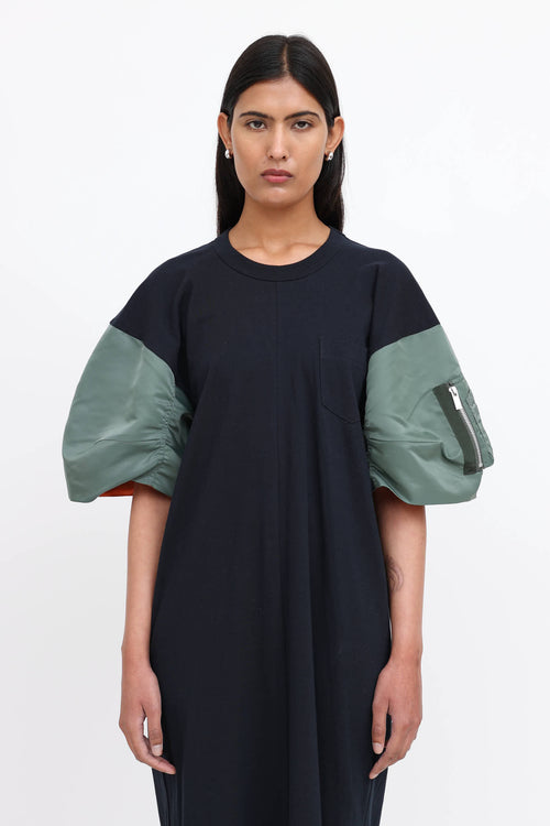 Sacai Nylon Bomber Sleeve Maxi Dress