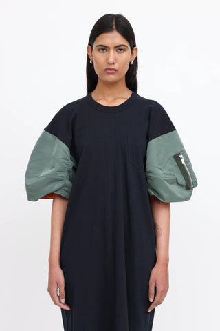 Sacai Nylon Bomber Sleeve Maxi Dress