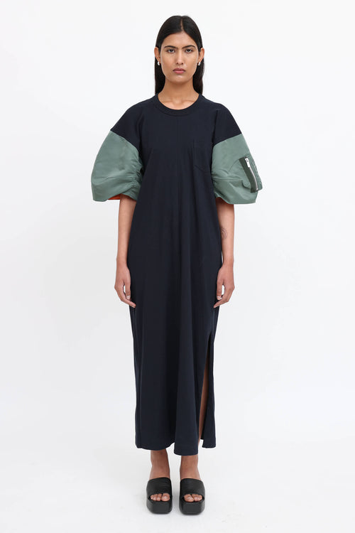 Sacai Nylon Bomber Sleeve Maxi Dress