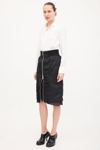 Sacai Nylon Layered Midi Skirt