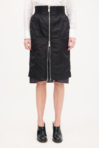 Sacai Nylon Layered Midi Skirt