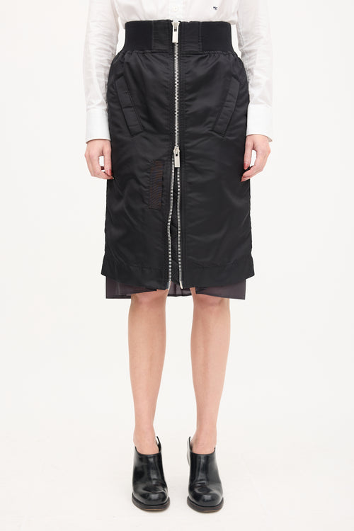 Sacai Nylon Layered Midi Skirt