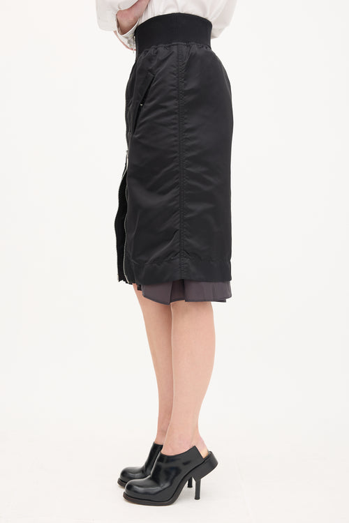 Sacai Nylon Layered Midi Skirt