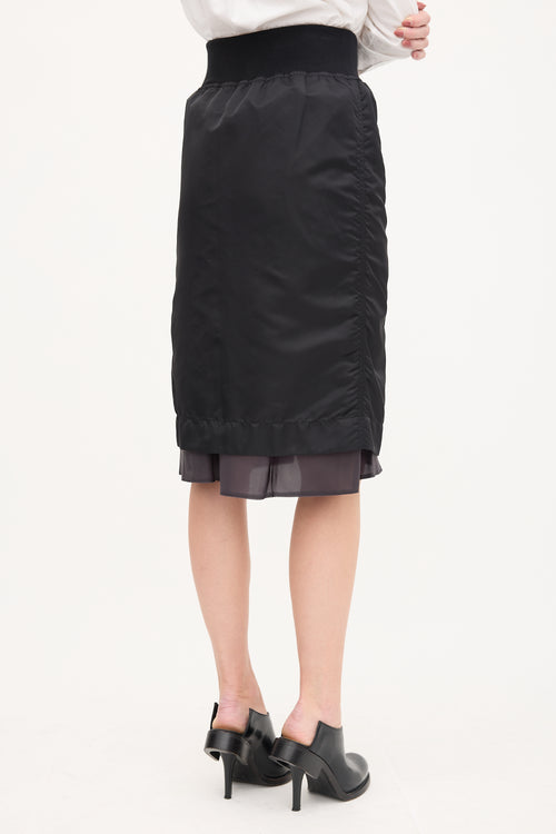 Sacai Nylon Layered Midi Skirt