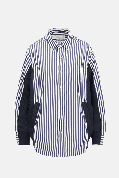 Sacai Nylon Panelled Striped Shirt