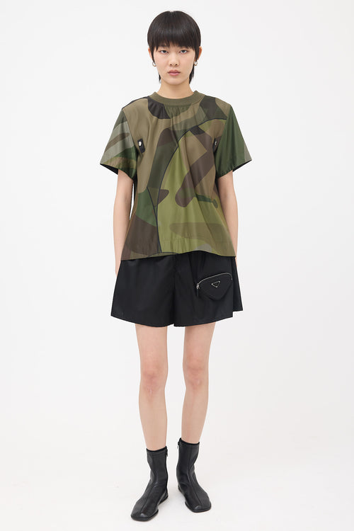 Sacai Nylon Printed Pleat Top
