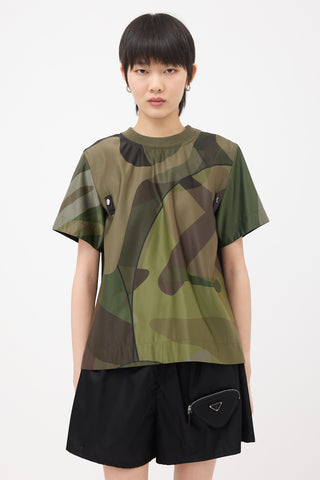 Sacai Nylon Printed Pleat Top