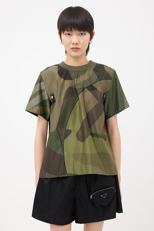 Sacai Nylon Printed Pleat Top