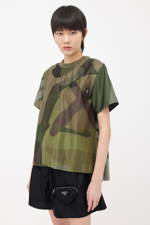 Sacai Nylon Printed Pleat Top