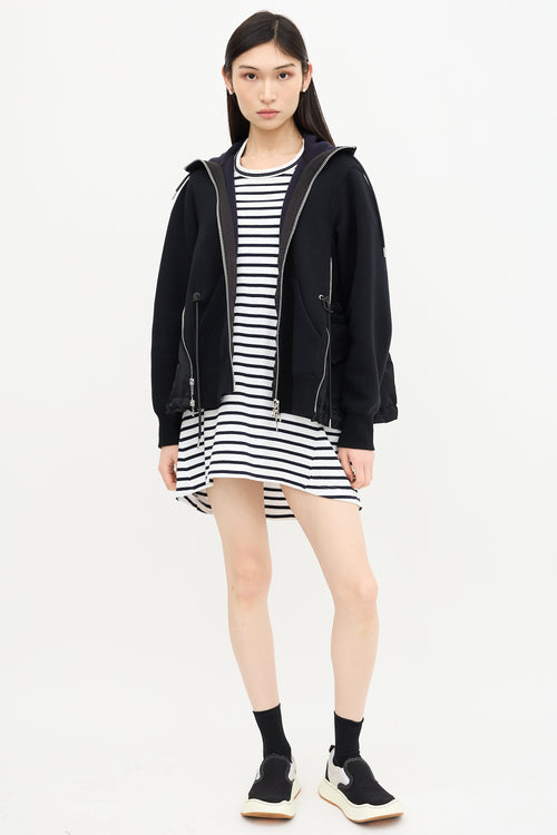 Sacai Nylon Vented Zip Up Hoodie