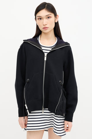 Sacai Nylon Vented Zip Up Hoodie
