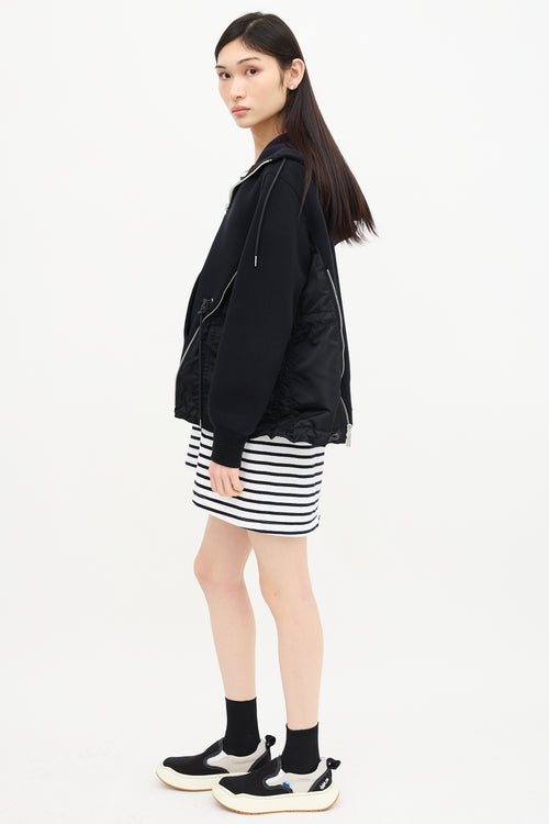 Sacai Nylon Vented Zip Up Hoodie