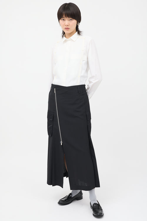 Sacai Asymmetric Pleated Cargo Skirt