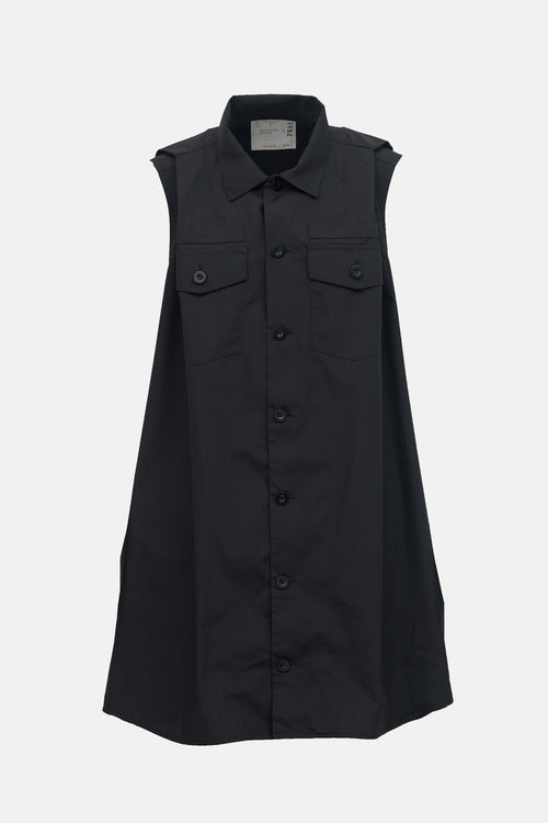 Sacai Pleated Sleeveless Shirt Dress