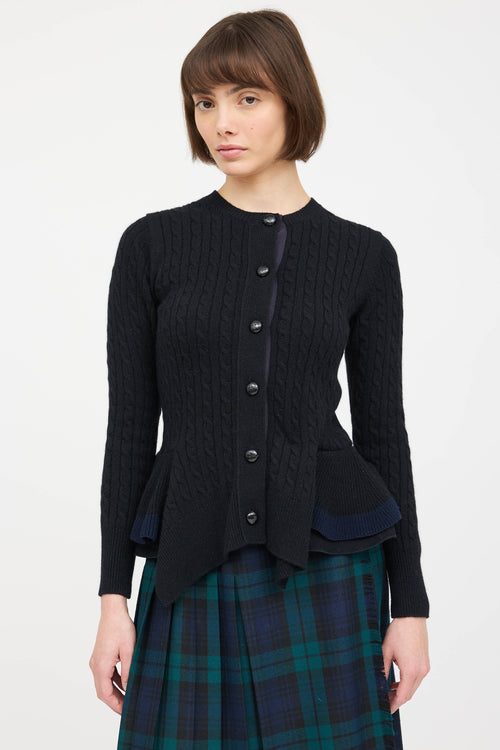 Sacai Cableknit Ruffled Cardigan