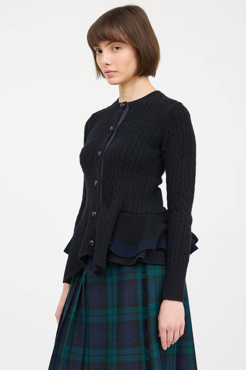 Sacai Cableknit Ruffled Cardigan