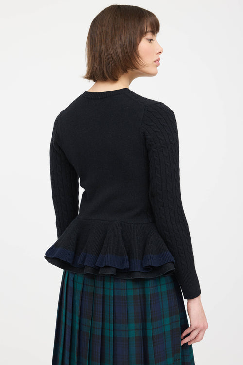 Sacai Cableknit Ruffled Cardigan